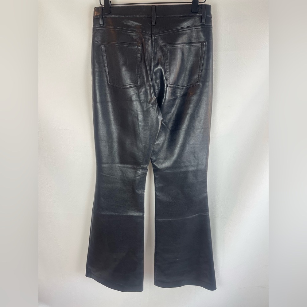 Aritzia Wilfred Vegan Leather High Rise Flare Pants Black Size - Picture 4 of 12